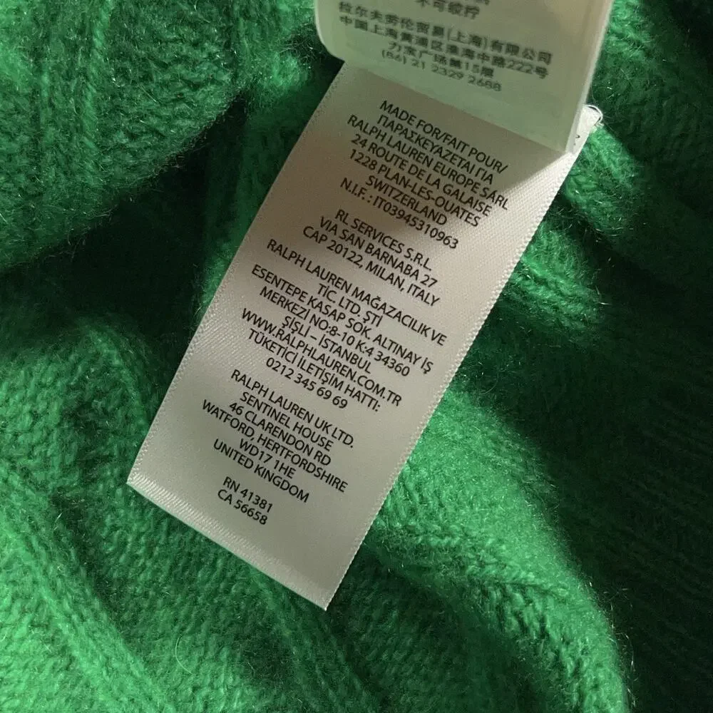 Polo Ralph Lauren Iconic Cable Knit Cashmere Sweater XL Blue Label $498 NWT - Picture 10 of 11